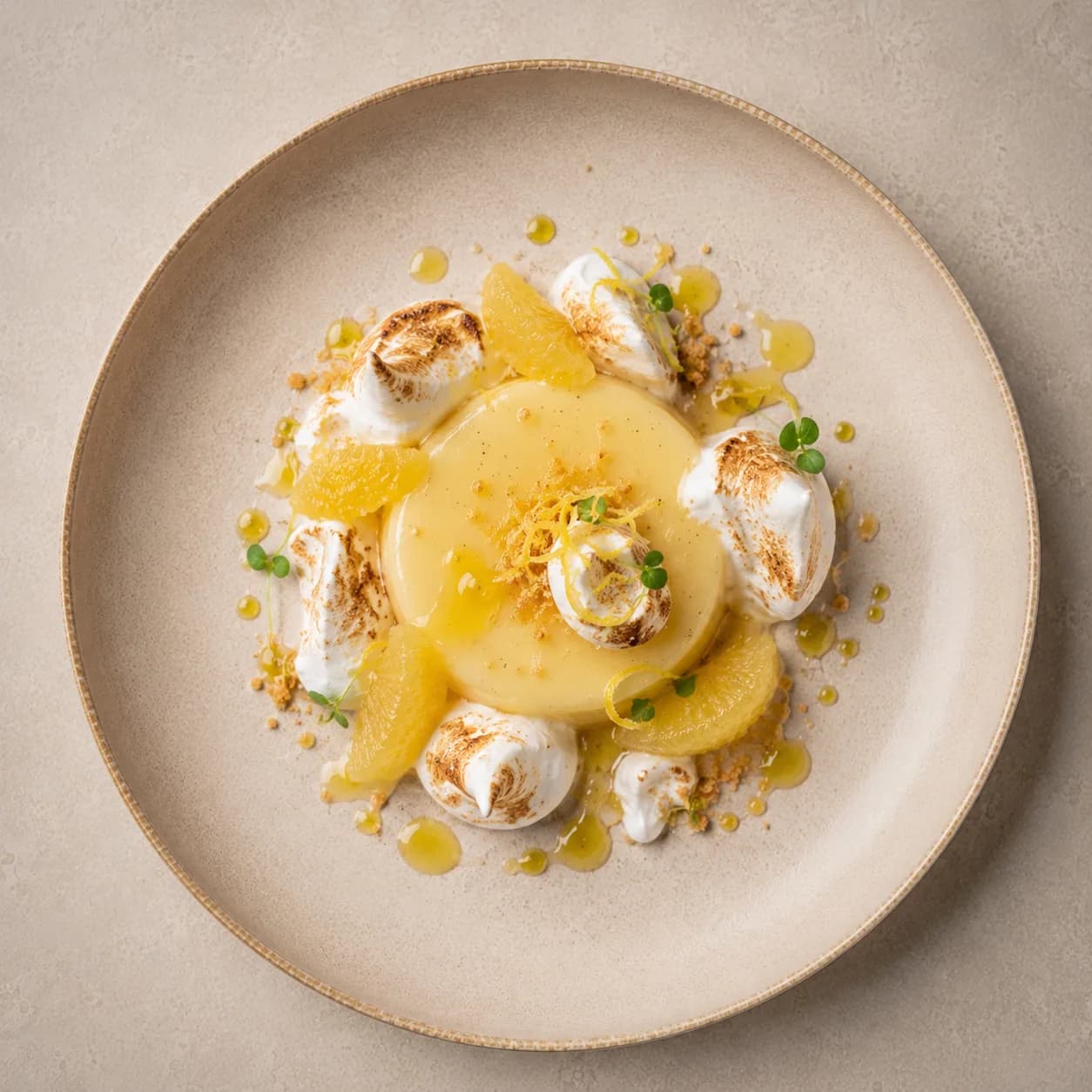 Dessert au citron méditerranéen et meringue
